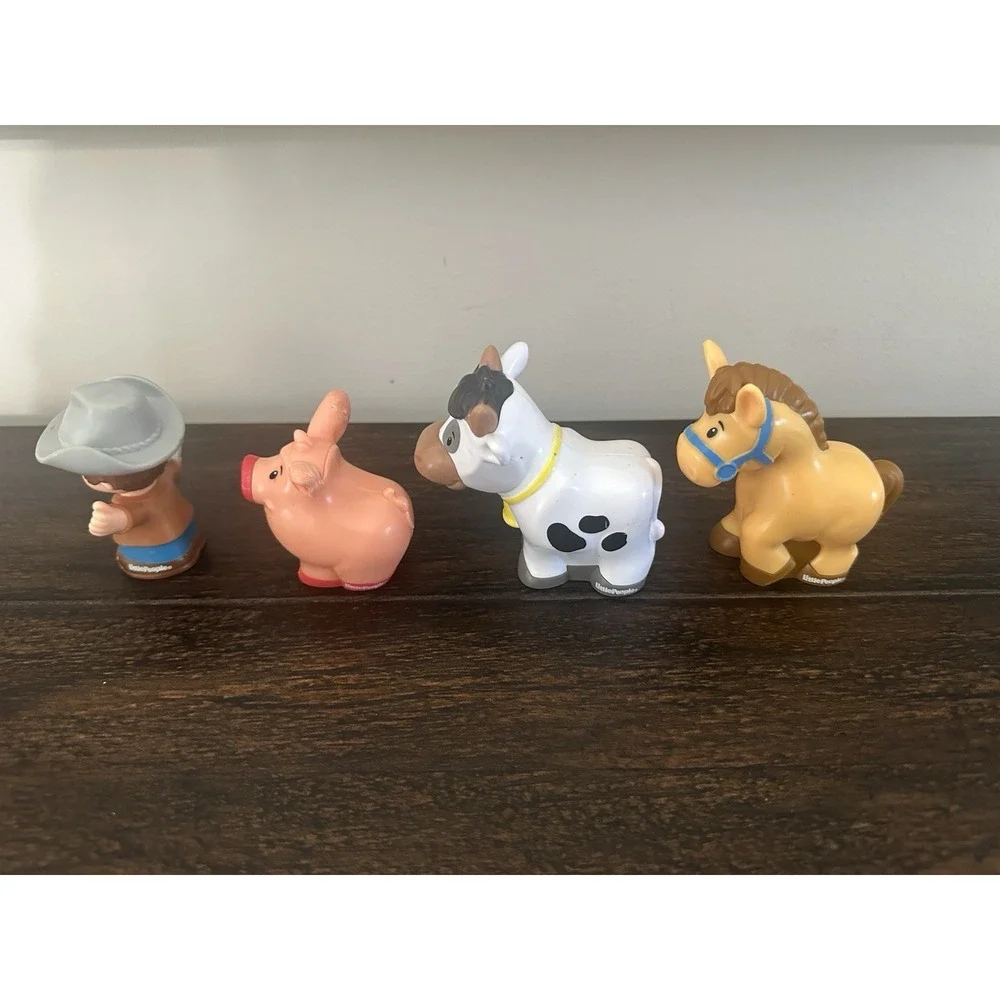 Fisher Price Little People Farmer Cowboy With Farm Animals Pig Cow HorseLot Of 4